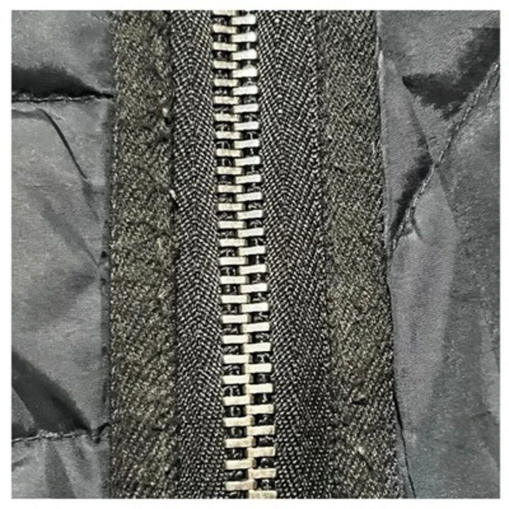 Madewell Womens XS Quilted Down Puffer Coat-Dark‎ Navy & Black Asymmetrical Zip - Picture 10 of 15
